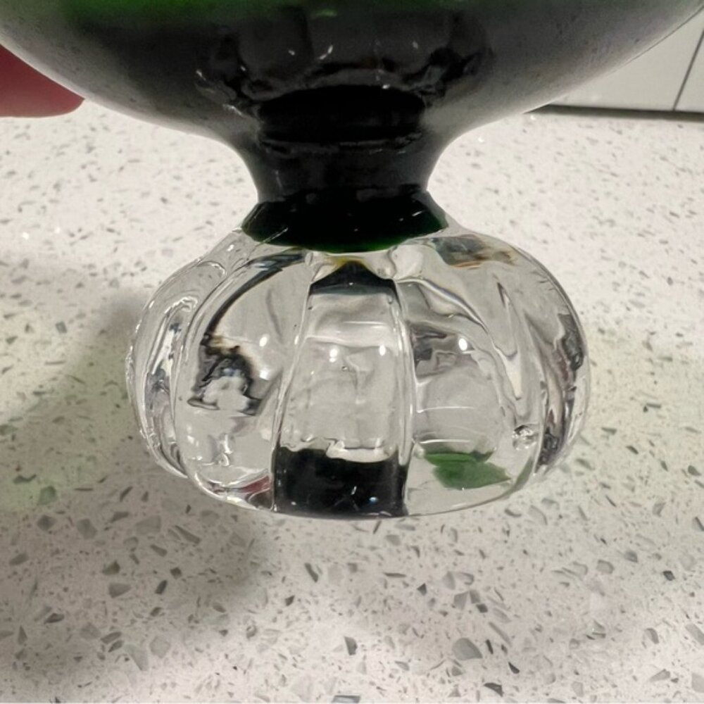 1960s ASEDA SWEDEN Green Glass Sherbet Dessert Footed Dish Mid Century Crystal - Picture 3 of 8